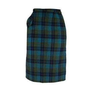 Vintage Green Tartan Pencil Wiggle Skirt